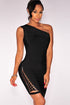 Sexy Black Lace up One Shoulder Bandage Dress